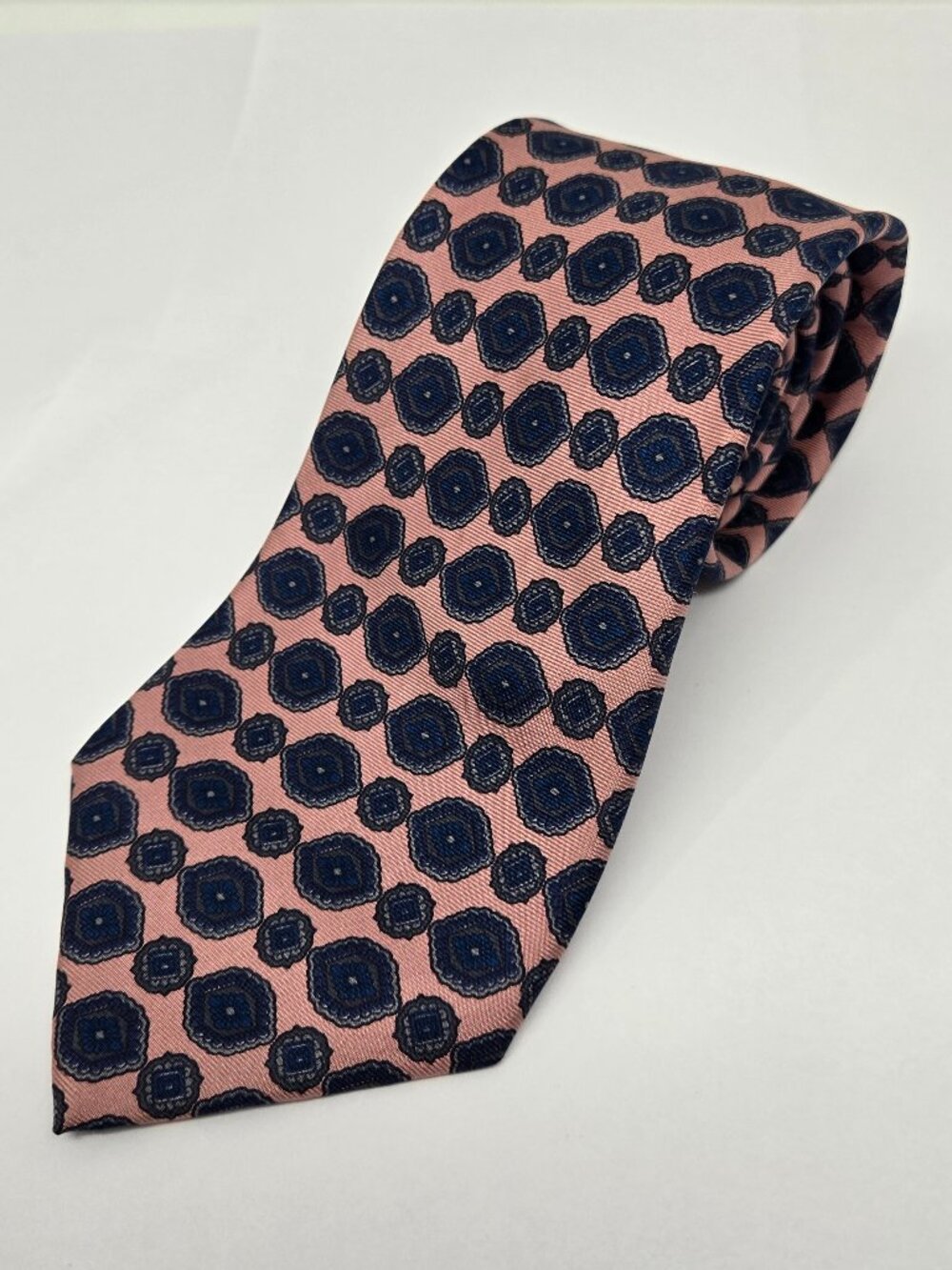 Izod Mens Tie Pink, Blue, 3.5" Wide, 1980s-1990s